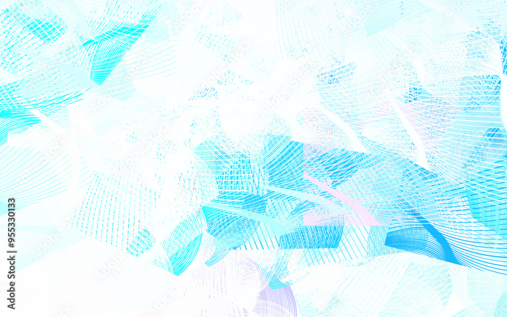Poster light blue, green vector pattern with random forms.