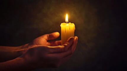 Prayerful hands candle dim
