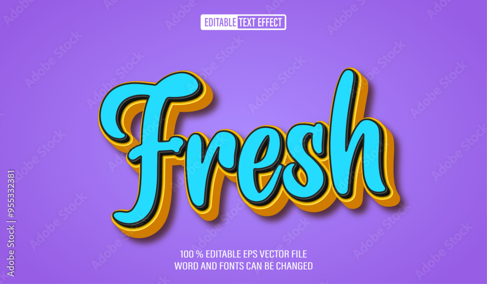 Poster editable 3d text style effect - fresh text effect template