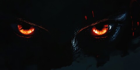A pair of glowing eyes in the darkness