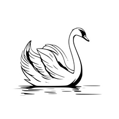 Fototapeta premium black swan on white background