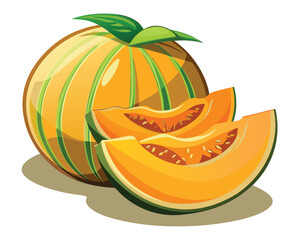 Cantaloupes vector illustration on white background