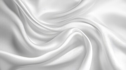 Fototapeta premium Glossy, flowing white fabric, soft focus on smooth, curved surfaces, reflecting light and creating an abstract wave design.
