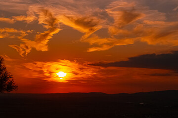 Summer sunset at Mount Bogenberg, Bogen, Danube, Bavaria, Germany