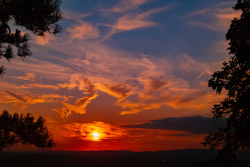 Summer sunset at Mount Bogenberg, Bogen, Danube, Bavaria, Germany
