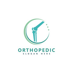 Orthopedic Logo Design with Knee Joint Symbol - Medical and Healthcare Icon