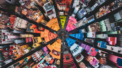 Naklejka premium Aerial View of City Showing Cultural Diversity: Celebrating the Richness of Global Tourism (World Tourism Day).