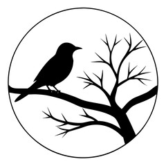 Bird Silhouette at Sunset Vector Art with Gradient Sky