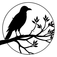 Bird Silhouette at Sunset Vector Art with Gradient Sky