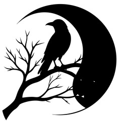 Bird Silhouette at Sunset Vector Art with Gradient Sky
