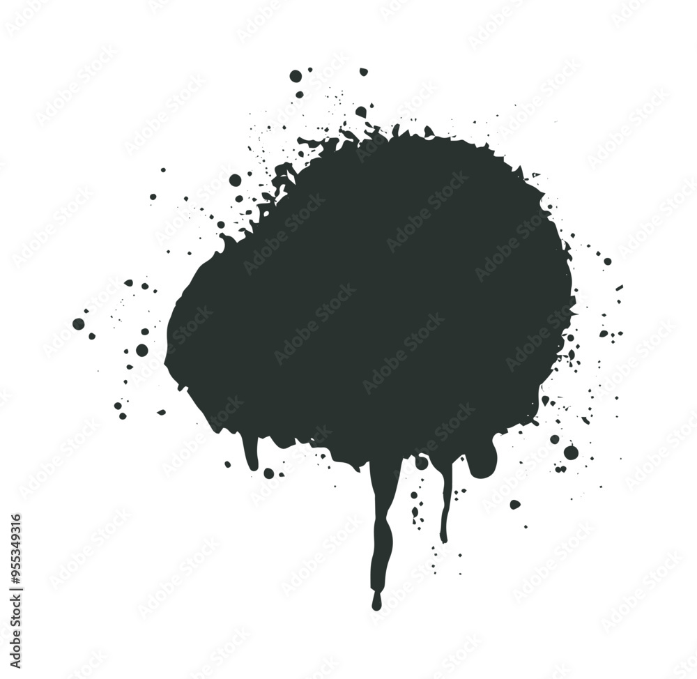 Leinwandbilder black ink splatter on white background in a flat vector illustration representing creative art symbo