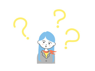 イラスト素材：疑問を感じ不思議そうな顔のビジネスウーマン