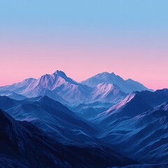 Mountains in the morning with blue sky