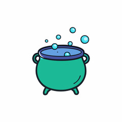 Cauldron with Bubbles Icon Vector Design on White Background