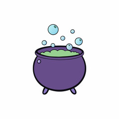 Cauldron with Bubbles Icon Vector Design on White Background