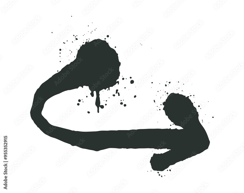 Aufkleber Abstract ink art with bold black curves and splashes flat vector illustration on white background modern minimalist style suitable for various design projects