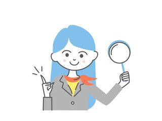 イラスト素材：注意点を見つけるビジネスウーマン

