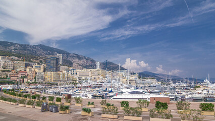 Fototapeta premium Monte Carlo Port Hercule panorama timelapse hyperlapse.