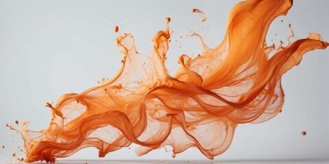 Pastel orange ink watercolor splash on white.
