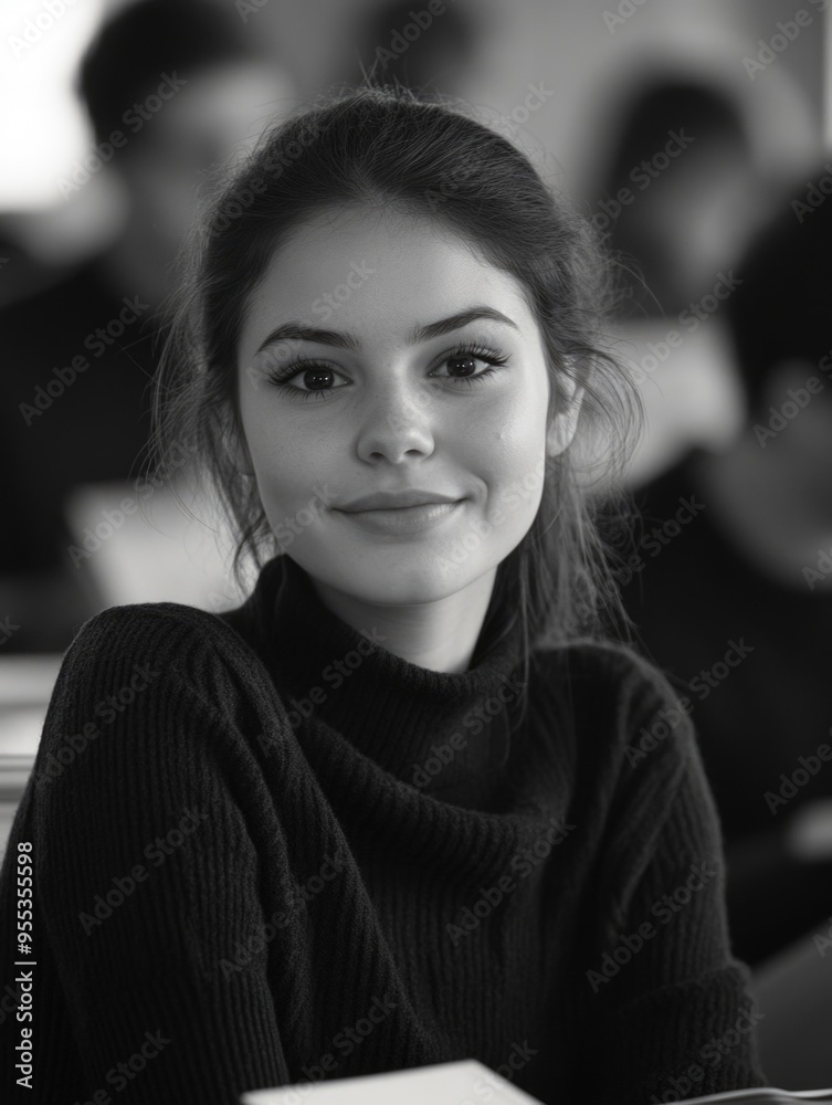 Canvas Prints Young Female Student in Classroom