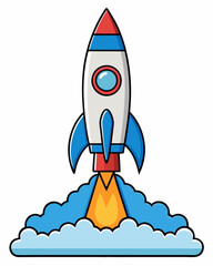 Bold Rocket Launch A Clean, Minimalist Vector Illustration