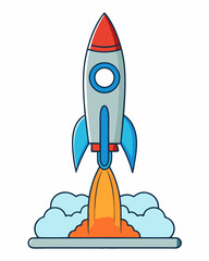 Bold Rocket Launch A Clean, Minimalist Vector Illustration