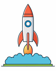 Bold Rocket Launch A Clean, Minimalist Vector Illustration