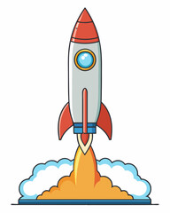 Bold Rocket Launch A Clean, Minimalist Vector Illustration