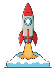 Bold Rocket Launch A Clean, Minimalist Vector Illustration