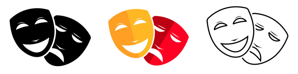Theater mask, icon set.Vector