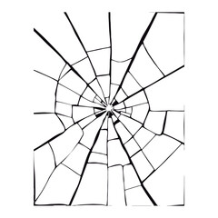 Obraz premium Texture like shattered glass on the surface. Draw the appearance of broken or smashed glass. Isolated vector drawing on a white background 