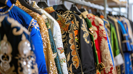 row of elaborate theatrical garments