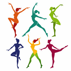 Fototapeta premium Dancing People Silhouettes Vector