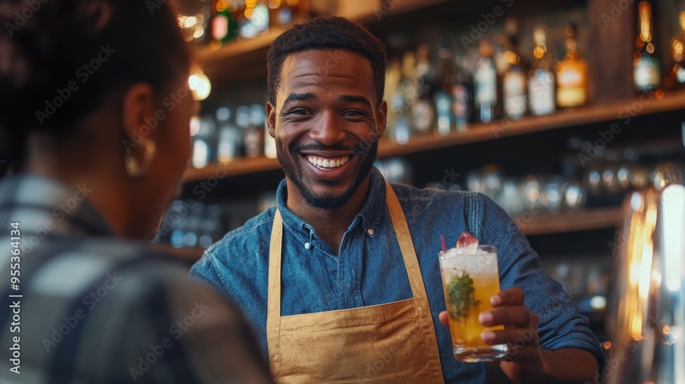 Wall mural chef celebrates with a drink