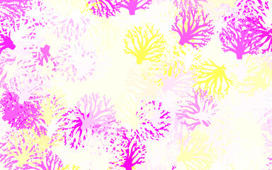 Light Pink, Yellow vector natural background with branches, leaves.