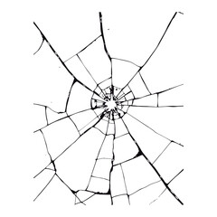 Obraz premium Texture like shattered glass on the surface. Draw the appearance of broken or smashed glass. Isolated vector drawing on a white background 