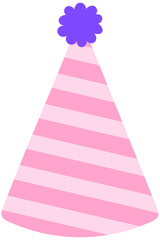 Kids hand drawn cute elements pink pastel party hat