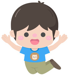 Cute Happy boy character jumping high