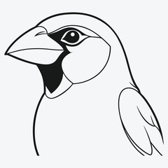 
Detailed Headed Grosbeak Bird - Stunning Line Art Illustration