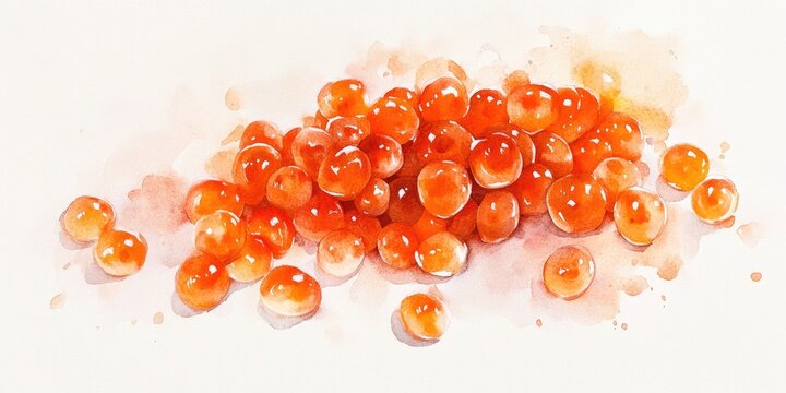 Watercolor illustration of salmon roe