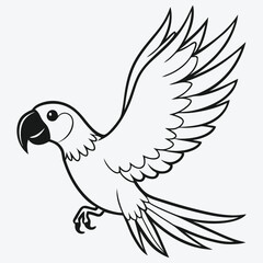 Blue Macaw Bird in Flight - Elegant Line Art Masterpiece