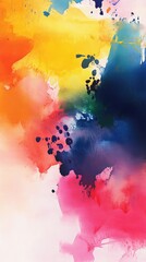 A vibrant abstract watercolor background featuring bold colors and fluid shapes, perfect for design projects and artistic expressions.