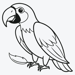 Vibrant Blue Macaw Bird Eating  Exquisite Line Art Illustration