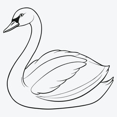 
Elegant Black Swan Bird Sitting  Detailed Line Art Masterpiece