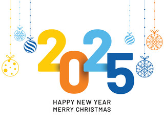 Happy new year 2025, horizontal banner. Brochure or calendar cover design template. Cover of business diary for 20 25 with wishes. The art of cutting paper.