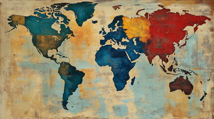 world map, vintage design background 