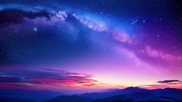 Starry sky with a bright pink and purple hue