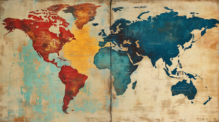 world map, vintage design background 