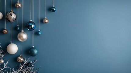 Obraz premium Christmas card with hanging colorful balls 