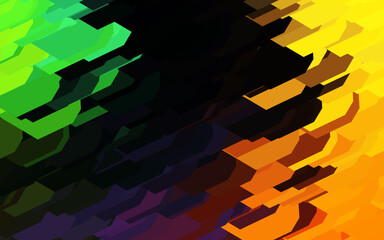 Dark Multicolor vector pattern with colorful hexagons.